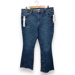NWT Tinseltown Denim High Rise Flared Jeans Sz 20W Blue Medium Wash Fringe